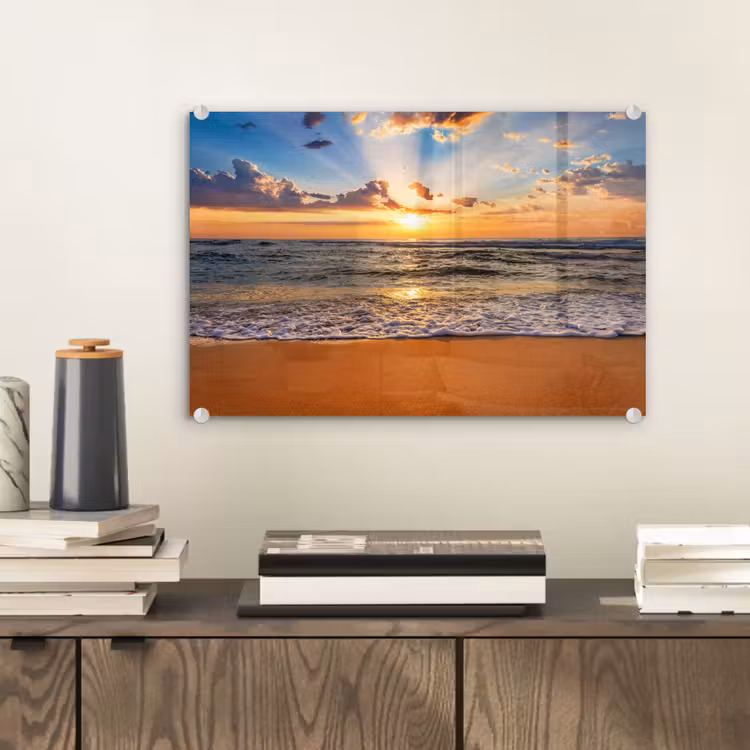 Strand - Zonsondergang - Zee - Wolken - Horizon plexiglas 5mm klein -sfeer1