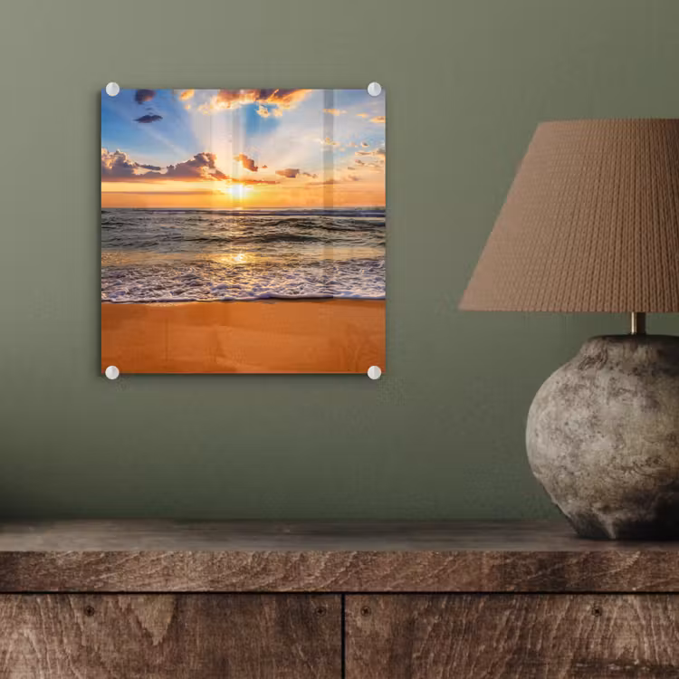 Strand - Zonsondergang - Zee - Wolken - Horizon plexiglas 5mm klein -sfeer3