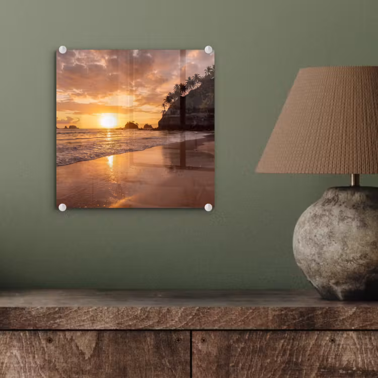 Strand - Zonsondergang - Natuur - Tropisch - Oranje plexiglas 5mm klein -sfeer3