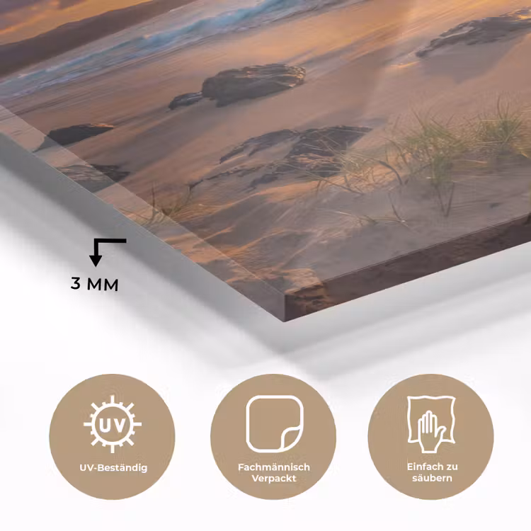 Strand - Zonsondergang - Golven - Natuur - Oranje plexiglas 5mm klein -wsfeer2_DE