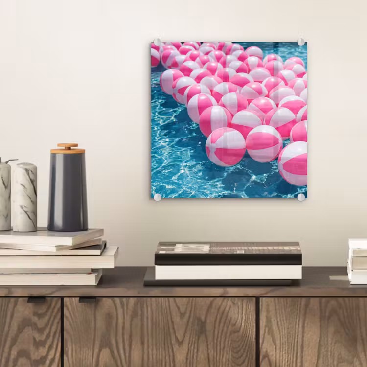 Strandballen - Roze - Water plexiglas 5mm klein -sfeer1