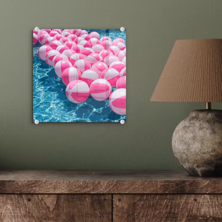 Strandballen - Roze - Water plexiglas 5mm klein -sfeer3