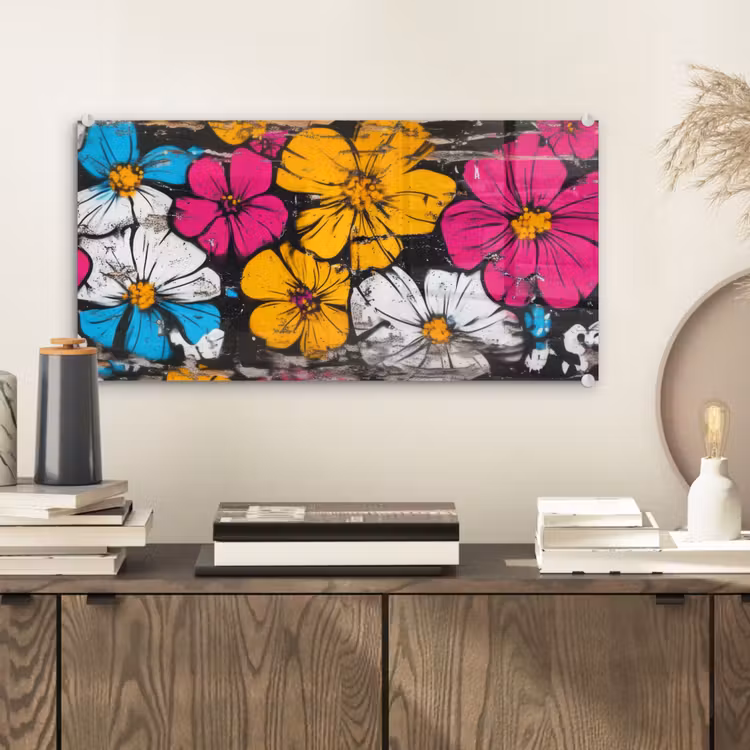 Street Art - Bloemen - Mix plexiglas 5mm klein -sfeer1