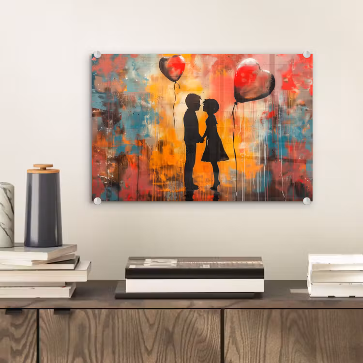 Street art - Liefde - Graffiti - Kunst - Banksy plexiglas 5mm klein -sfeer1