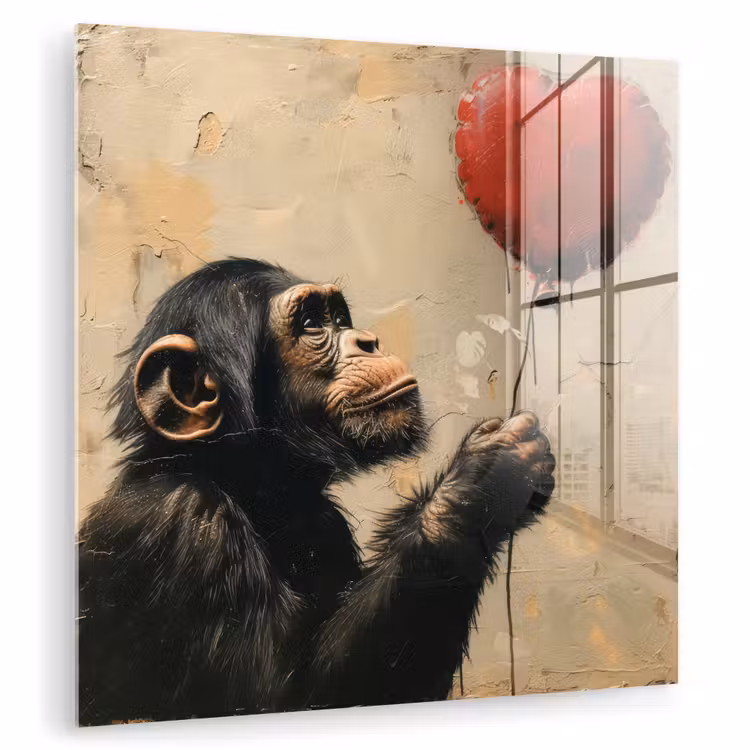 Street art - Chimpansee - Ballon - Graffiti - Banksy plexiglas 5mm klein -zzzproduct_nieuw