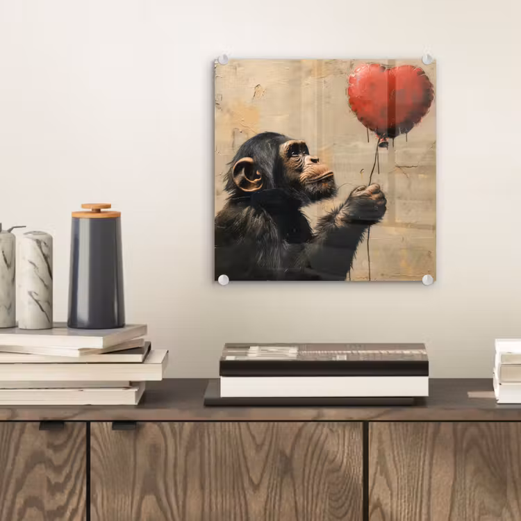Street art - Chimpansee - Ballon - Graffiti - Banksy plexiglas 5mm klein -sfeer1