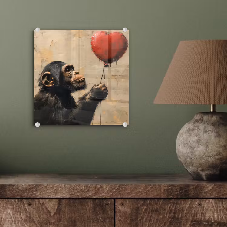 Street art - Chimpansee - Ballon - Graffiti - Banksy plexiglas 5mm klein -sfeer3