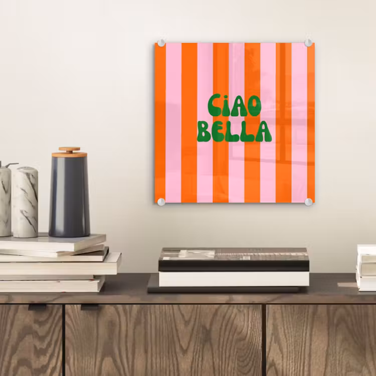 Strepen - Oranje - Verticaal - Ciao bella plexiglas 5mm klein -sfeer1