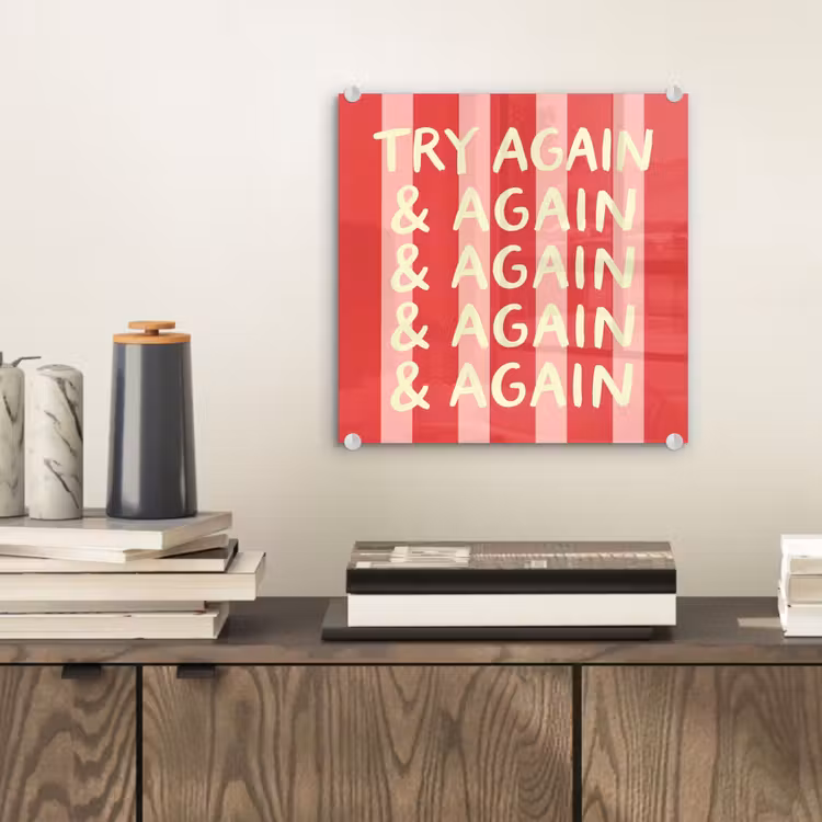 Strepen - Rood - Try again plexiglas 5mm klein -sfeer1
