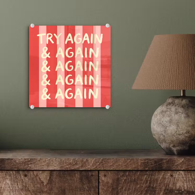 Strepen - Rood - Try again plexiglas 5mm klein -sfeer3