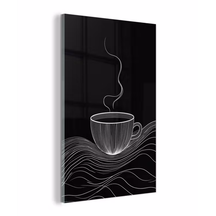 Lijntekening - Koffiekop - Zwart plexiglas 5mm klein -z3d