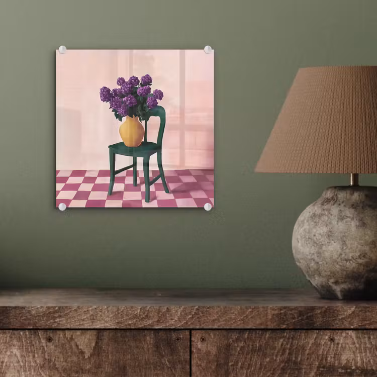 Stoel - Vaas - Bloemen - Geblokt plexiglas 5mm klein -sfeer3