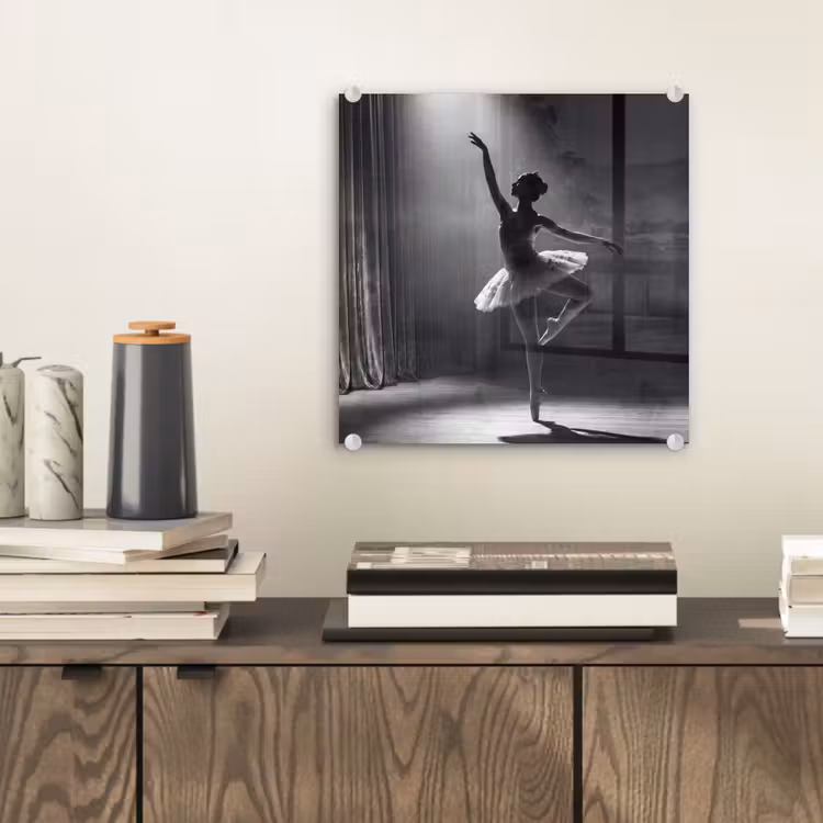 Danser - Podium - Zwart-wit - Kunst - Klassiek plexiglas 5mm klein -sfeer1