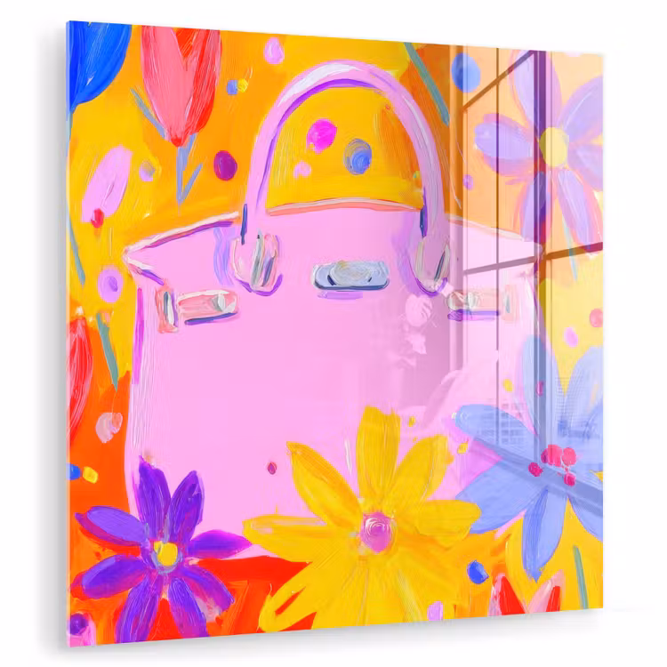 Tas - Roze - Bloemen plexiglas 5mm klein -zzzproduct_nieuw
