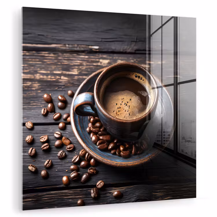 Kop - Koffie - Hout - Bonen plexiglas 5mm klein -zzzproduct_nieuw