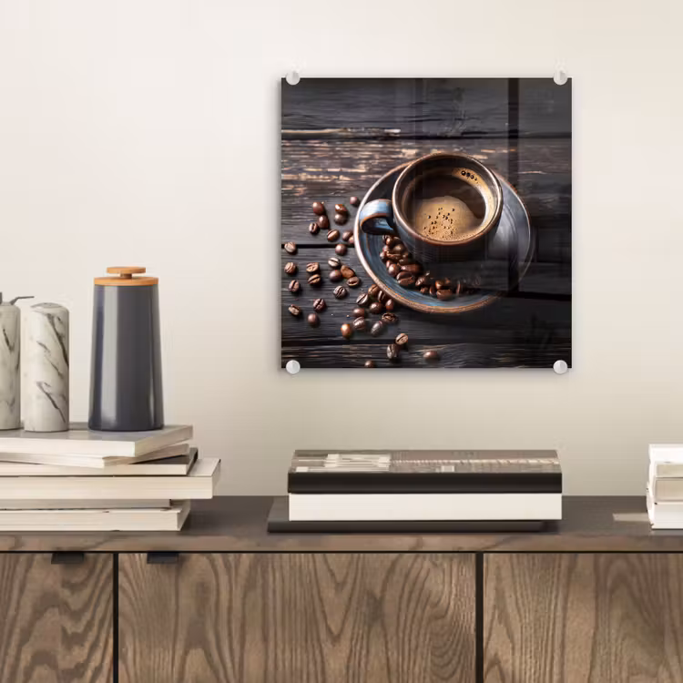 Kop - Koffie - Hout - Bonen plexiglas 5mm klein -sfeer1