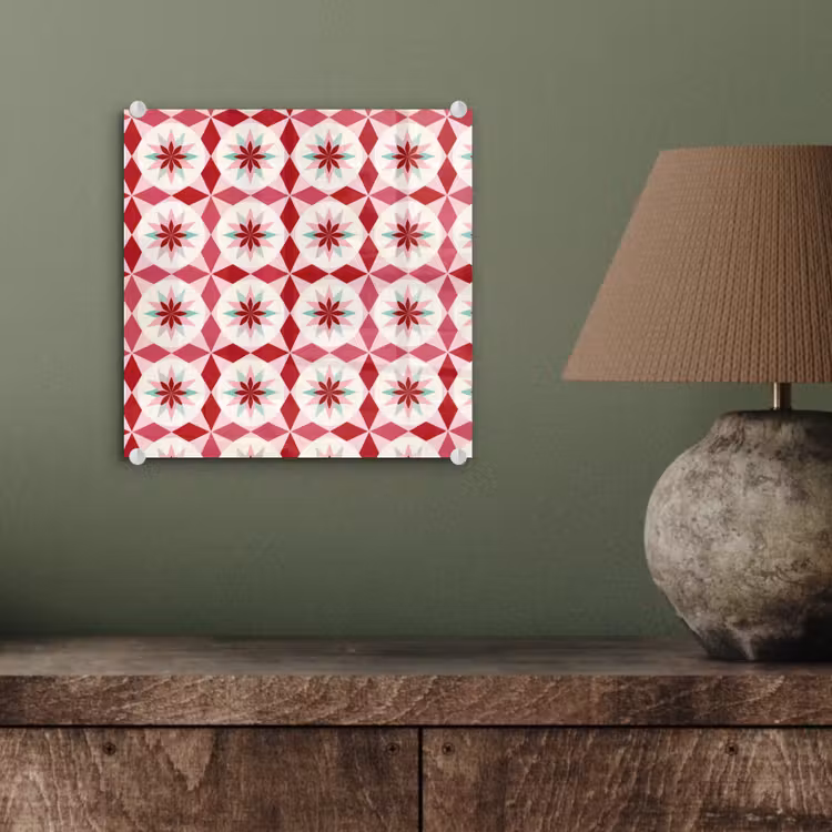 Tegelpatroon - Sterren - Retro - Roze - Mintgroen plexiglas 5mm klein 11 -sfeer3