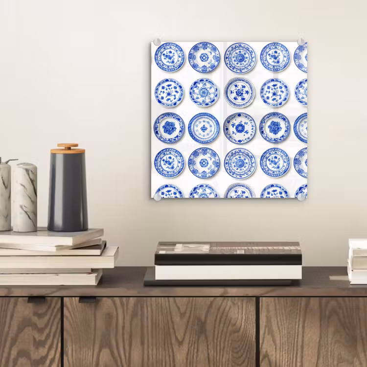 Borden - Bloemen - Patroon - Blauw plexiglas 5mm klein 11 -sfeer1