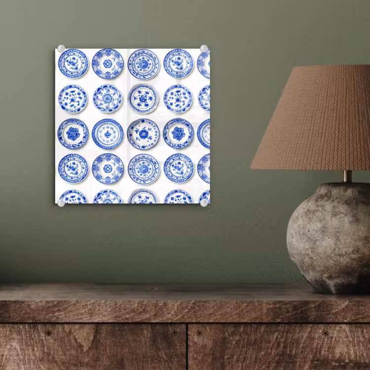 Borden - Bloemen - Patroon - Blauw plexiglas 5mm klein 11 -sfeer3