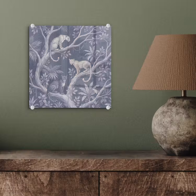 Dieren - Jungle - Illustratie - Bomen - Blauw plexiglas 5mm klein -sfeer3