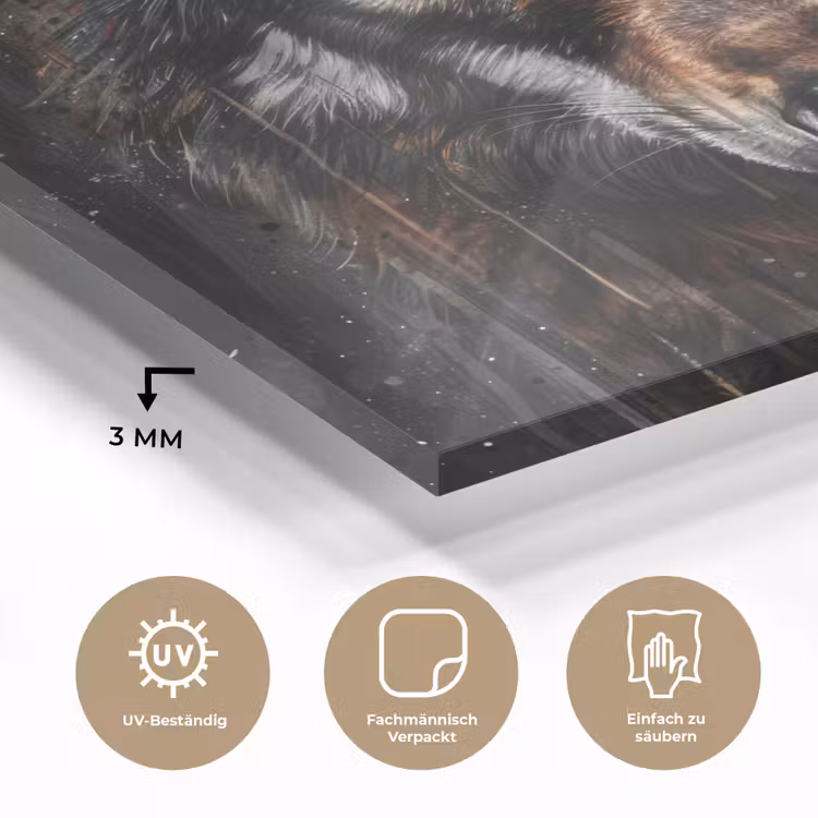 Dieren - Wolf - Portret - Zwart - Bruin plexiglas 5mm klein -wsfeer2_DE