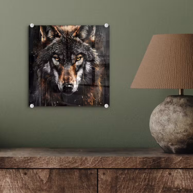 Dieren - Wolf - Portret - Zwart - Bruin plexiglas 5mm klein -sfeer3