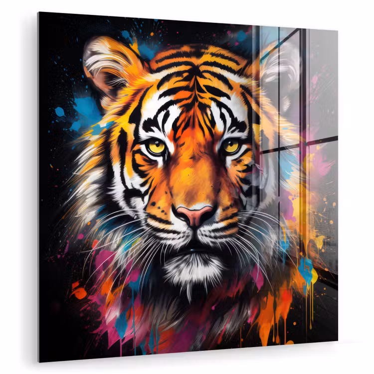 Tijger - Graffiti - Dieren - Zwart plexiglas 5mm klein -zzzproduct_nieuw
