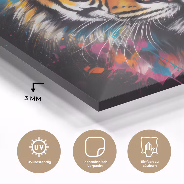 Tijger - Graffiti - Dieren - Zwart plexiglas 5mm klein -wsfeer2_DE