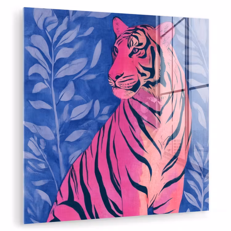 Tijger - Roze - Bladeren - Jungle plexiglas 5mm klein -zzzproduct_nieuw