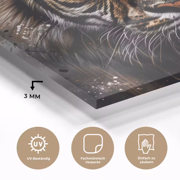 Tijger - Dieren - Portret - Luxe - Zwart plexiglas 5mm klein -wsfeer2_DE