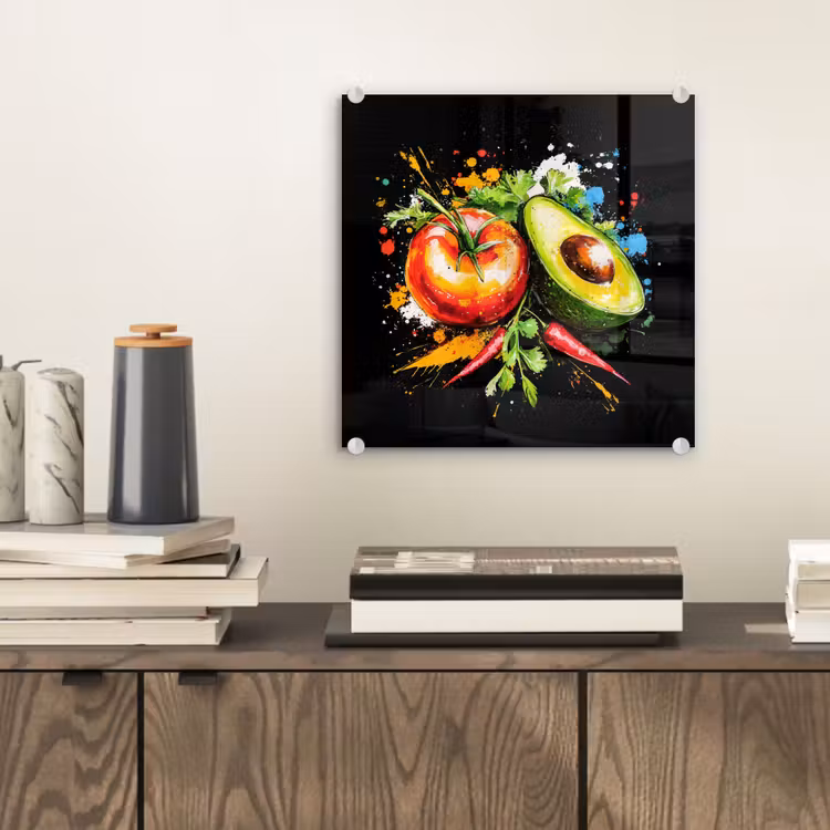 Tomaat - Avocado - Peper - Graffiti - Verf - Modern plexiglas 5mm klein -sfeer1