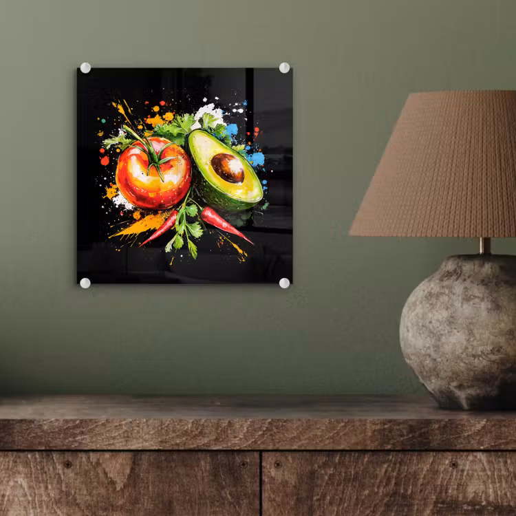 Tomaat - Avocado - Peper - Graffiti - Verf - Modern plexiglas 5mm klein -sfeer3