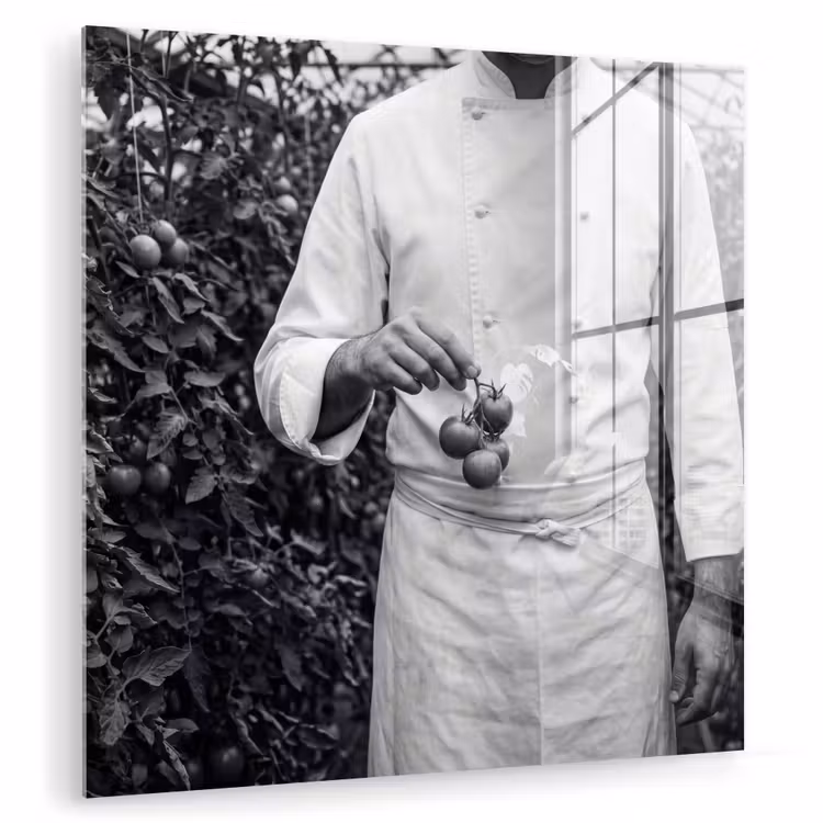 Tomaten - Chef - Zwart - Wit plexiglas 5mm klein -zzzproduct_nieuw