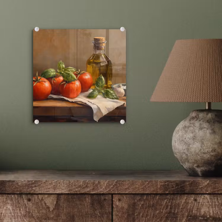 Tomaten - Olijfolie - Stilleven plexiglas 5mm klein -sfeer3