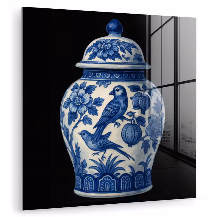 Pot - Delfts Blauw - Bloemen plexiglas 5mm klein -zzzproduct_nieuw