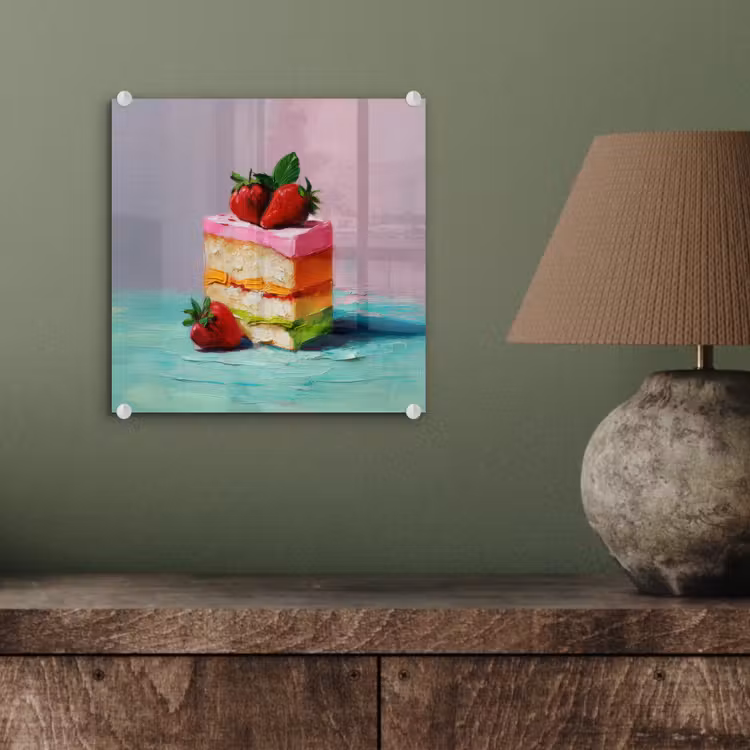 Taartje - Aardbeien - Glazuur - Kleurrijk plexiglas 5mm klein -sfeer3