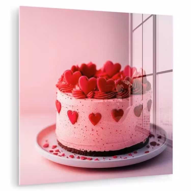 Taart - Hart - Roze plexiglas 5mm klein -zzzproduct_nieuw