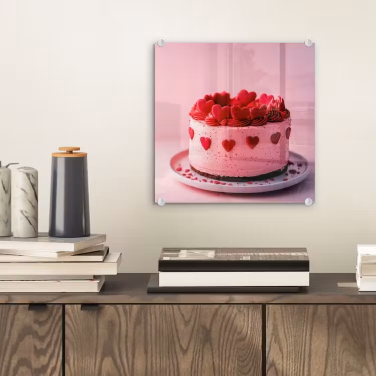 Taart - Hart - Roze plexiglas 5mm klein -sfeer1