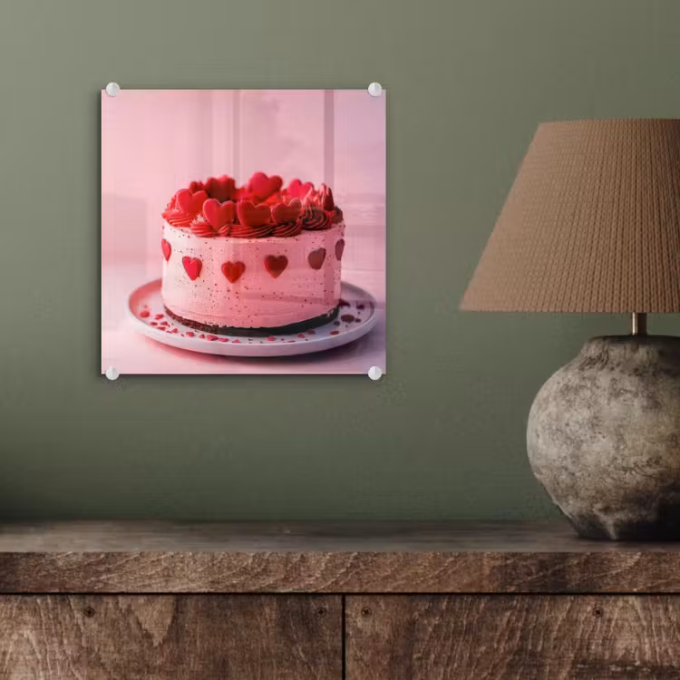 Taart - Hart - Roze plexiglas 5mm klein -sfeer3