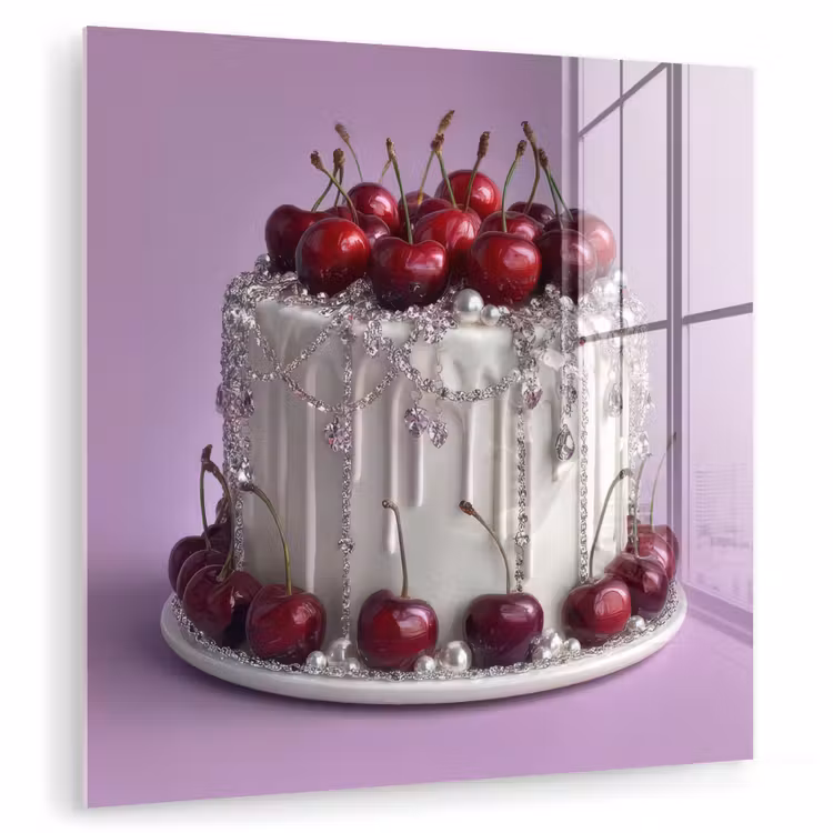 Taart - Kersen - Juwelen - Rood plexiglas 5mm klein -zzzproduct_nieuw
