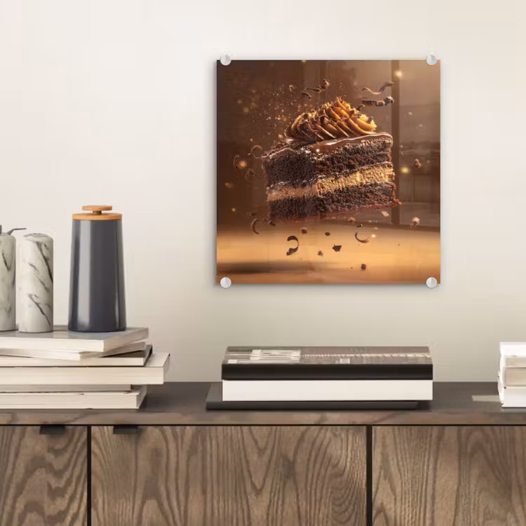 Taart - Chocolade - Eten - Brownie plexiglas 5mm klein -sfeer1