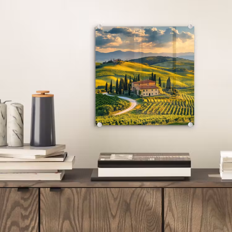 Toscane - Landschap - Wijngaarden plexiglas 5mm klein -sfeer1