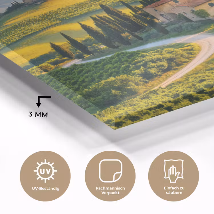 Toscane - Landschap - Wijngaarden plexiglas 5mm klein -wsfeer2_DE
