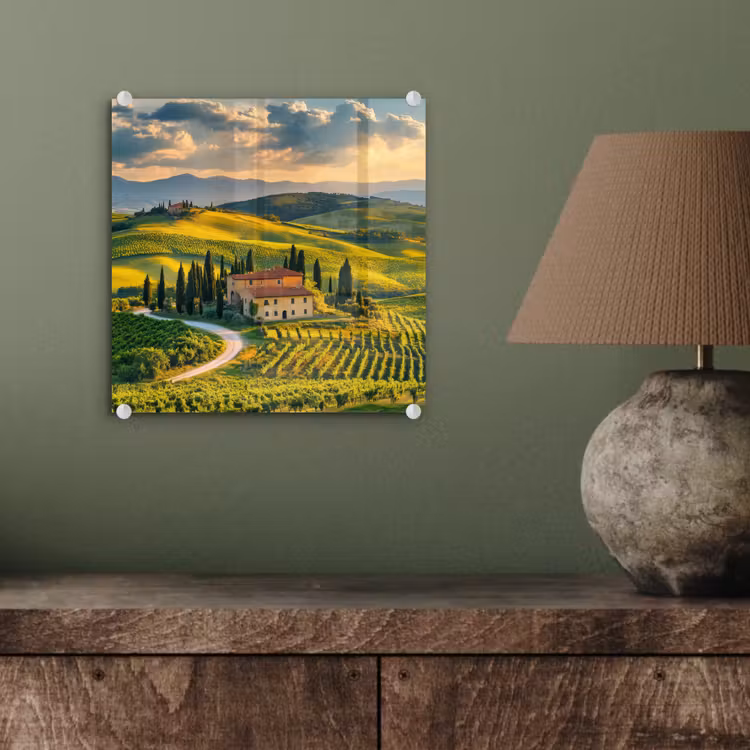 Toscane - Landschap - Wijngaarden plexiglas 5mm klein -sfeer3