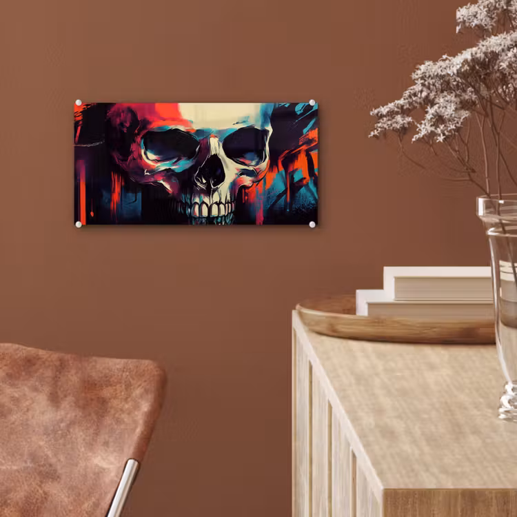 Schedel - Abstract - Rood - Blauw - Graffiti plexiglas 5mm klein -sfeer5
