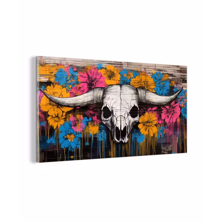 Schedel - Bloemen - Graffiti plexiglas 5mm klein -z3d