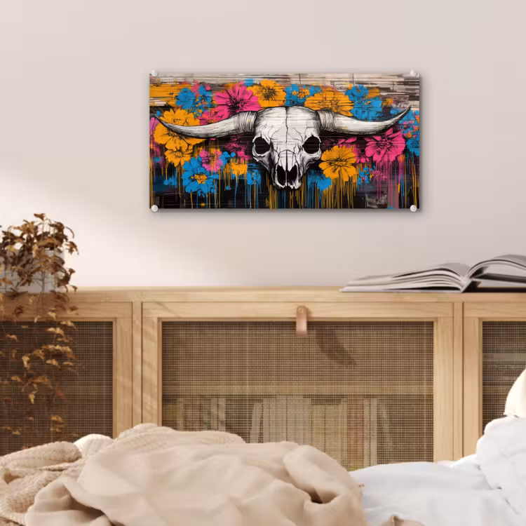 Schedel - Bloemen - Graffiti plexiglas 5mm klein -sfeer4
