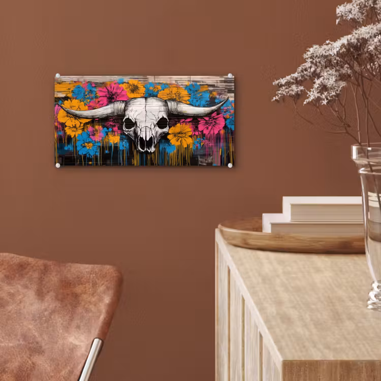 Schedel - Bloemen - Graffiti plexiglas 5mm klein -sfeer5