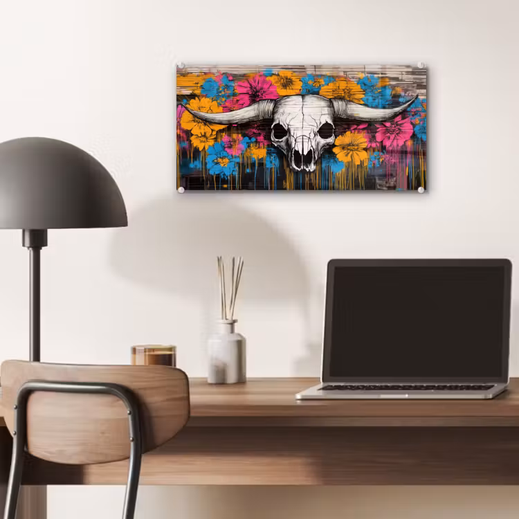 Schedel - Bloemen - Graffiti plexiglas 5mm klein -sfeer6