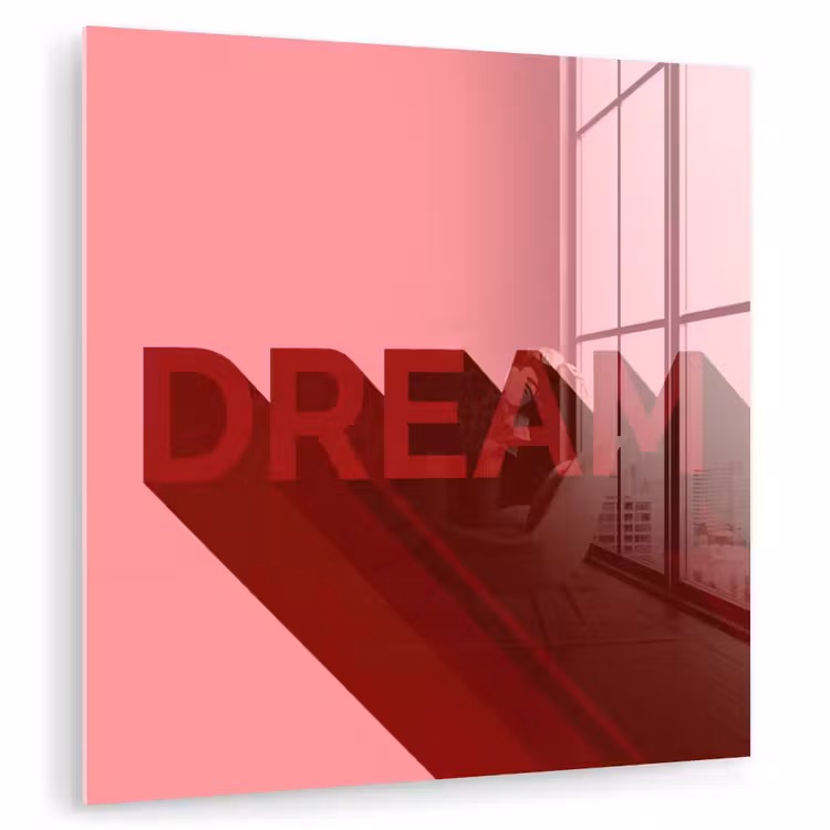 Dream - 3D - Rood - Roze plexiglas 5mm klein -zzzproduct_nieuw
